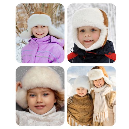 Gants D'hiver Pour Enfants, Ligne En Fausse Fourrure, Protection Complète Épaisse, Isolation Thermique, Coupe-Vent, Temps Froid, Ski, Patinage, Mitaines, Couvre-Chef Unisexe-B