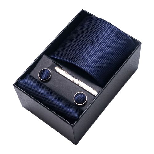 4 Pièces/Ensemble Texture Lisse Luxe Exquis Boîte Cadeau Cravate Hommes D'affaires Jacquard Imprimé Cravate Boutons De Manchette Carré Écharpe Pince Ensemble-H