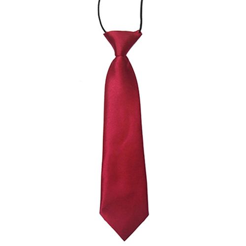 Cravate Élastique Respirante De Couleur Unie Pour Garçon, Cravate Anti-Taches Pour Mariage-Bourgogne