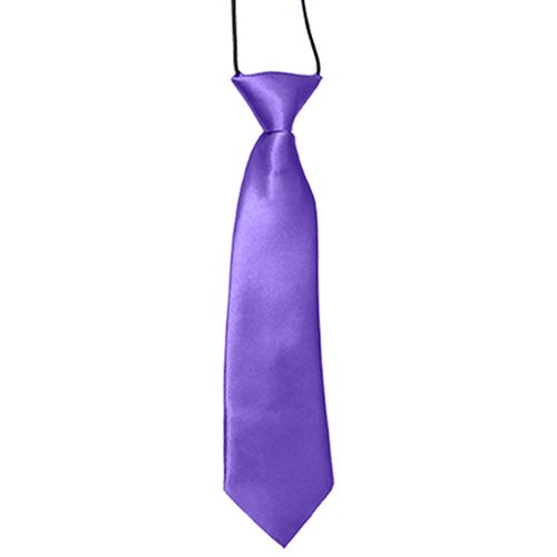 Cravate Élastique Respirante De Couleur Unie Pour Garçon, Cravate Anti-Taches Pour Mariage-Violet