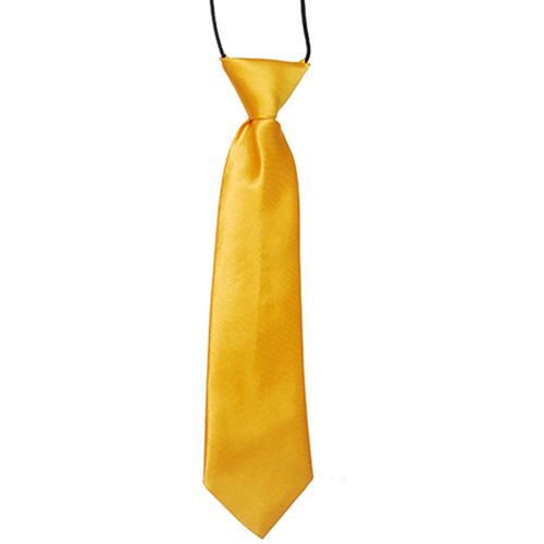 Cravate Élastique Respirante De Couleur Unie Pour Garçon, Cravate Anti-Taches Pour Mariage-Jaune
