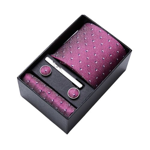Ensemble De Costume À Cravate En Soie, Couleur Vive, Avec Pince À Col, Poche, Boutons De Manchette Carrés, Vêtements De Mariage D'affaires, Accessoires Formels, 5 Pièces/Ensemble-E