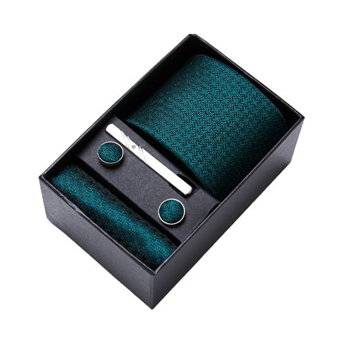 Ensemble De Costume À Cravate En Soie, Couleur Vive, Avec Pince À Col, Poche, Boutons De Manchette Carrés, Vêtements De Mariage D'affaires, Accessoires Formels, 5 Pièces/Ensemble-F