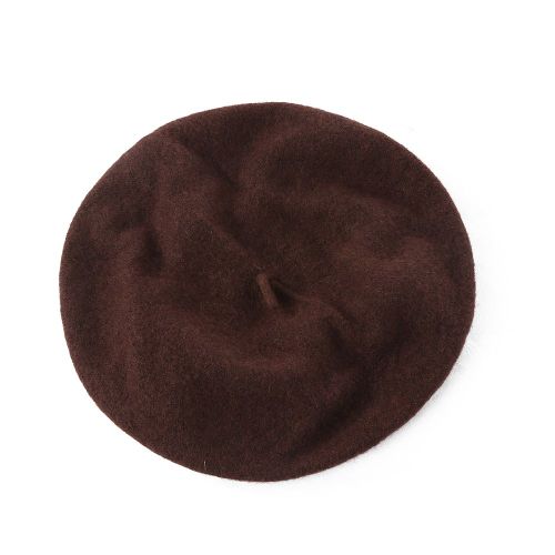 Béret D'hiver Chaud De Couleur Unie Pour Femme Et Fille, Bonnet D'artiste Français, Casquette De Ski-Café