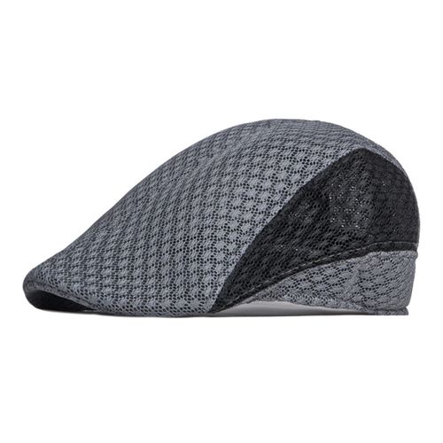 Chapeau Avancé Ajouré Pour Hommes, Couleur Contrastée, Fin, Respirant, Doux, Protection Solaire, Lavable, Béret Pour Hommes, Casquette D'été, Couvre-Chef-Gris