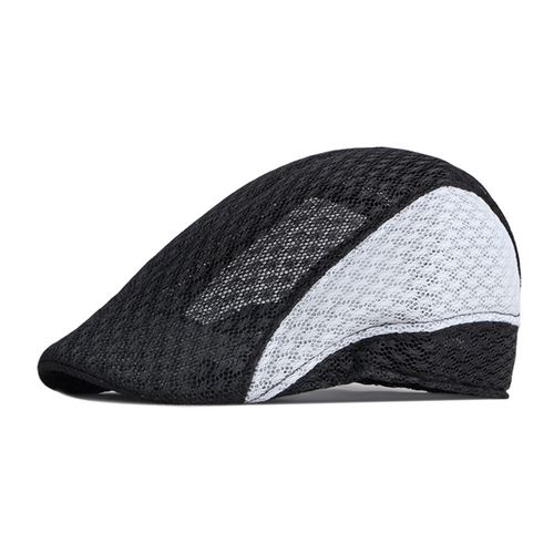 Chapeau Avancé Ajouré Pour Hommes, Couleur Contrastée, Fin, Respirant, Doux, Protection Solaire, Lavable, Béret Pour Hommes, Casquette D'été, Couvre-Chef-Noir
