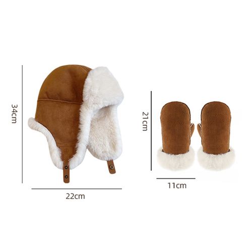 Gants D'hiver Pour Enfants, Ligne En Fausse Fourrure, Protection Complète Épaisse, Isolation Thermique, Coupe-Vent, Temps Froid, Ski, Patinage, Mitaines, Couvre-Chef Unisexe-C
