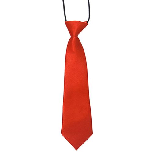 Cravate Élastique Respirante De Couleur Unie Pour Garçon, Cravate Anti-Taches Pour Mariage-Rouge