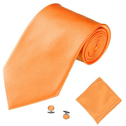 Costumes De Couleur Unie Pour Hommes, Cravates, Boutons De Manchette, Ensemble Hanky, Costume De Smoking-Orange