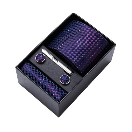 Ensemble De Costume À Cravate En Soie, Couleur Vive, Avec Pince À Col, Poche, Boutons De Manchette Carrés, Vêtements De Mariage D'affaires, Accessoires Formels, 5 Pièces/Ensemble-B