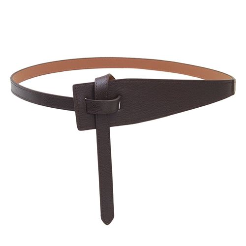 Style Coréen Simple Femmes Faux Cuir Ceinture Forme Irrégulière Noeud Réglable Longue Ceinture Costume Manteau Corset Ceinture Accessoires De Mode-Café