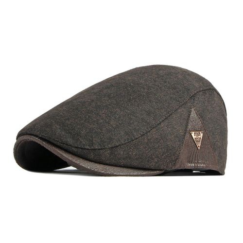 Béret Chapeau Respirant Style Rétro Couleur Unie Respectueux De La Peau Protection Solaire Garder Au Chaud Mélange De Coton En Plein Air Hommes Béret Chapeau Casquette De Protection Solaire Pour La Randonnée-Café