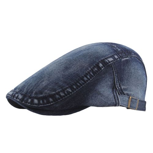 Béret Chapeau Respirant Style Rétro Couleur Unie Réglable Ne Se Décolore Pas Décoratif Doux Femmes Hommes Denim Béret Casquette Décor Pour Le Camping-Bleu Foncé