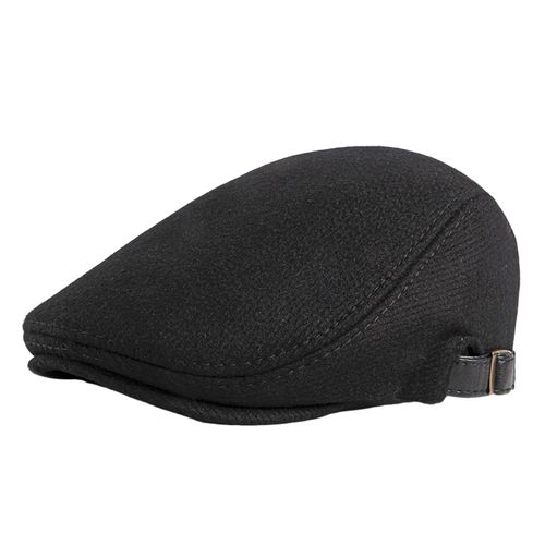 Béret Casquette Style Britannique Rétro Rayé Haut Plat Bord Court Décorer Respirant Hommes Plaid Plat Gavroche Chapeau Pour Réunion-Noir Froid