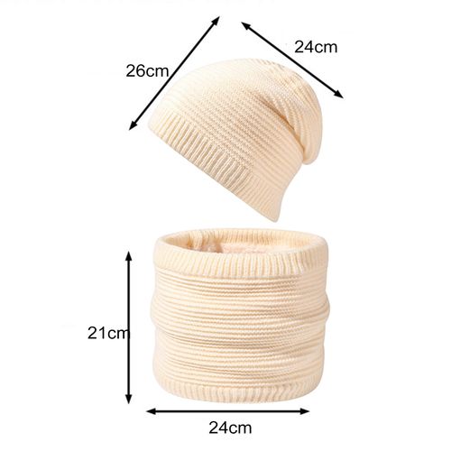 2 Pièces/Ensemble Hommes Hiver Écharpe Ensemble De Chapeau Épais Tricoté Chaud Anti-Dérapant Élastique Protection Des Oreilles Coupe-Vent Casquette Hiver En Plein Air Cyclisme Ski Cou Wrap Ensemble-Beige