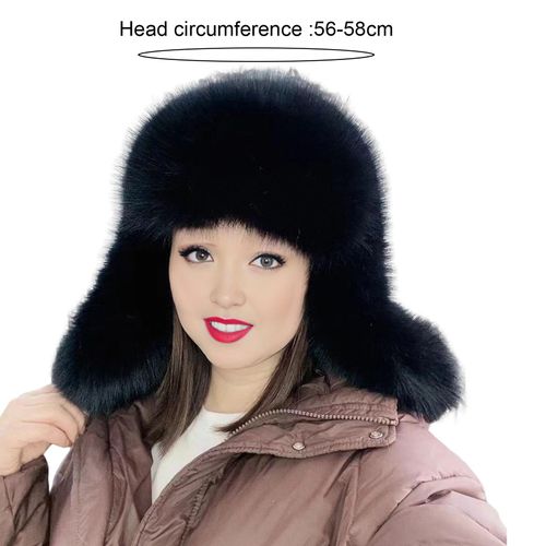 Femmes Chapeau D'hiver Gants Épaissi Fausse Fourrure Protection Des Oreilles Windoroof Rétention De Chaleur Ski En Plein Air Patinage Snowboard Lei Feng Chapeau-Noir