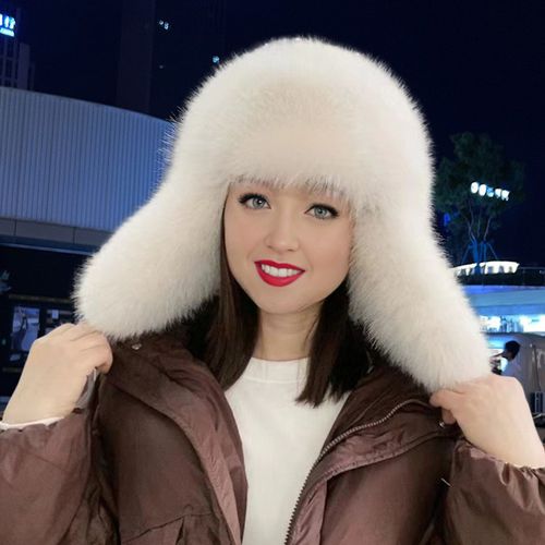 Femmes Chapeau D'hiver Gants Épaissi Fausse Fourrure Protection Des Oreilles Windoroof Rétention De Chaleur Ski En Plein Air Patinage Snowboard Lei Feng Chapeau-Blanc Laiteux