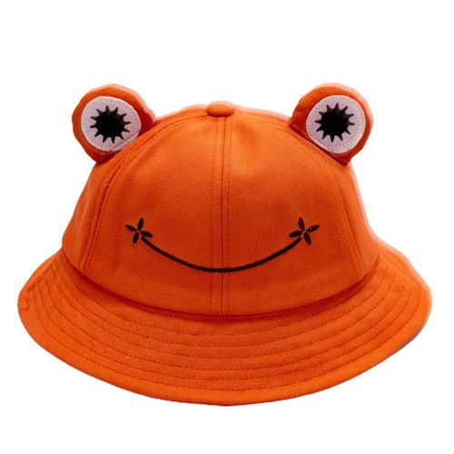 Chapeau Seau Pour Enfants Et Adultes, Mignon Grenouille Anti-Soleil, Casquette De Pêcheur Pliable À Large Bord Pour L'extérieur-Enfant Orange