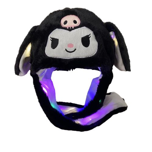 Chapeau D'hiver Pour Femmes, Décoration D'oreilles Longues, Lumière Led Colorée, Peluche Épaisse Et Douce, Rétention De Chaleur Chaude, Casquette De Couleur Assortie, Jouet Amusant, Casquette De Spectacle De Fête-Je
