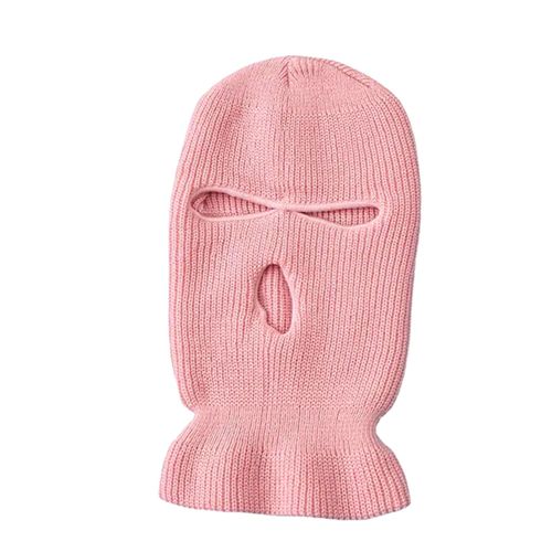 Automne Hiver Cyclisme Cagoule Tricoté Haute Élasticité Unisexe Couleur Unie Personnes Introverties Moto Coupe-Vent Protection Complète Du Visage Chapeau Chaud En Plein Air Performance Prop Cap-Rose