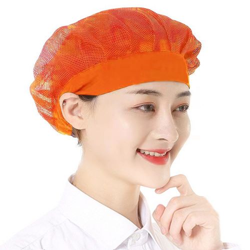 Chapeau De Chef Chapeau De Cuisine Unisexe Hôtel Restaurant Casquette De Cuisinier Bonne Respirabilité Maille Creuse Couleur Unie Serveur Chef Casquette De Travail Atelier Chapeau D'usine-Orange