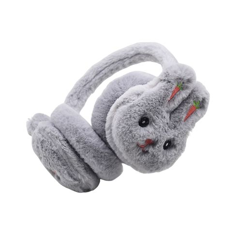Cache-Oreilles En Forme De Lapin Pour Filles, Mignon, Couleur Unie, Chaud, Pour L'extérieur, Couvre-Oreilles Doux, En Fourrure, Hiver-Gris