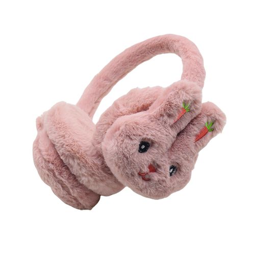 Cache-Oreilles En Forme De Lapin Pour Filles, Mignon, Couleur Unie, Chaud, Pour L'extérieur, Couvre-Oreilles Doux, En Fourrure, Hiver-Rose