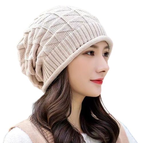 Chapeau Tricoté Unisexe D'hiver, Extensible, Coupe-Vent, Couleur Unie, Protection Des Oreilles, Hip Hop, Chaud, Usage Quotidien, Casquette, Randonnée, Voyage, Shopping, Casquette Empilée-Beige