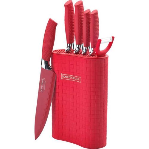 Set De Couteaux Avec Support 7 Pièces Rouge Royalty Line Rl6mstr