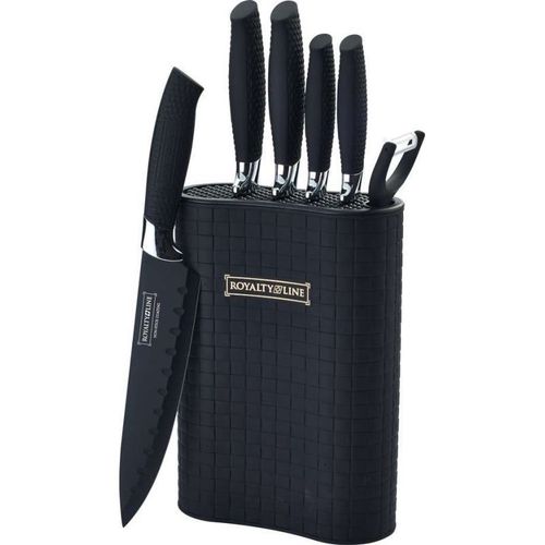 Set De Couteaux Avec Support 7 Pièces Noir Royalty Line Rl6mstk