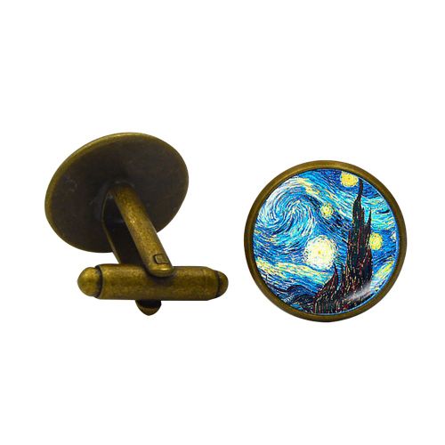Vintage Femmes Hommes Ciel Étoilé Cuivre Costume Manches Bouton Boutons De Manchette Vêtements Décor-Bronze Antique