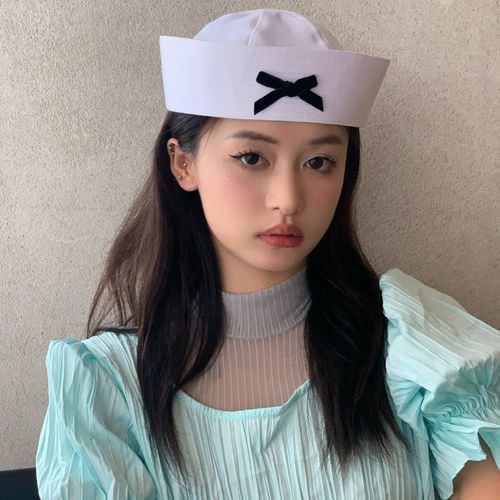Chapeau De Marin Pour Femmes, Léger, Lavable, Couleur Unie, Casquette De Cosplay De Fête Pour Filles, Béret Jk, Casquette De La Marine-Blanc 58