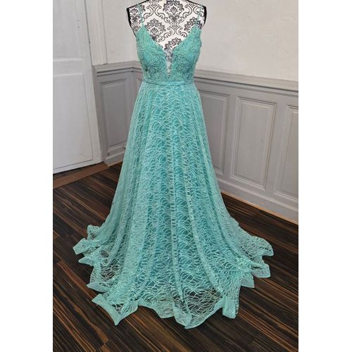 Robe De Soirée Vert D'Eau Pailleté Taille 40