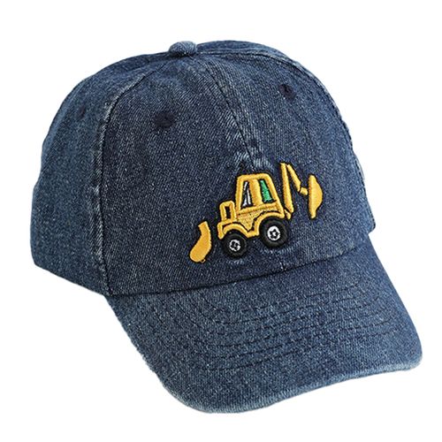 Chapeau Unisexe Pour Enfants, Casquette De Baseball Rétro En Denim Délavé, Pelle De Dessin Animé Brodée À Long Bord, Protection Solaire Anti-Ub, Chapeau De Soleil D'extérieur-Bleu