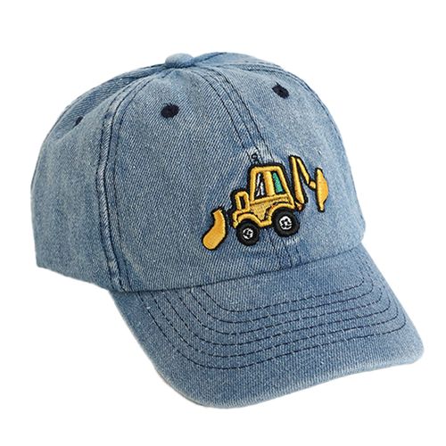 Chapeau Unisexe Pour Enfants, Casquette De Baseball Rétro En Denim Délavé, Pelle De Dessin Animé Brodée À Long Bord, Protection Solaire Anti-Ub, Chapeau De Soleil D'extérieur-Bleu Clair