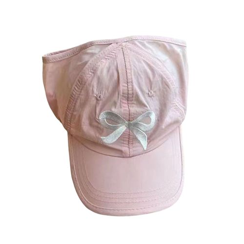 Chapeau De Baseball Pour Enfants Avec N?ud Brodé, Pare-Soleil Anti-Uv À Long Bord, Trou De Queue De Cheval, Casquette Antidérapante Pour Filles, Randonnée En Plein Air, Sorties À L'école-Rose