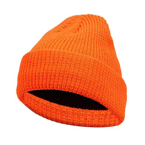 Unisexe Réfléchissant Tricoté Coupe-Vent Haute Élasticité À Bord Plié Dôme Hip Hop Street Style Nuit Jogging Casquette D'avertissement Hiver Garder Au Chaud Chapeaux-Orange