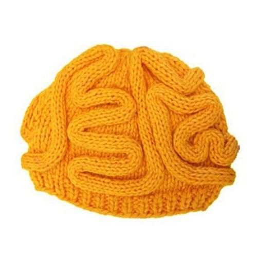 Parodie D'horreur Cerveau Chapeau Halloween Bonnet Tricoté Extensible Épais Adulte Enfant Skullies Garder Au Chaud En Plein Air Enfants Bonnet Hiver Chapeaux-Orange