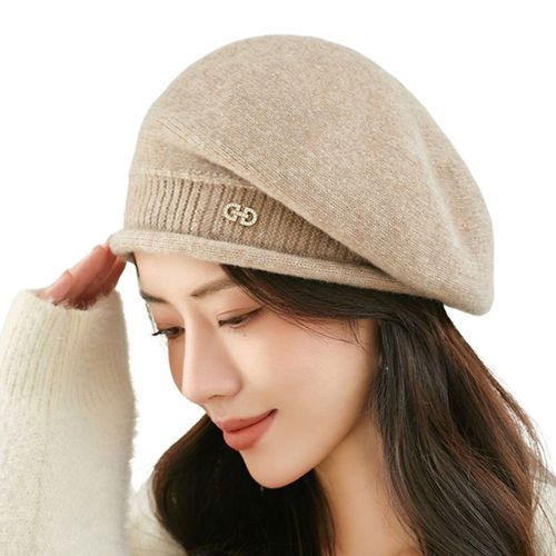 Dames Hiver Pile Chapeau Baggy Tricoté Couleur Unie Élastique Style Rétro Femmes Casquette Antidérapant Béret Chaud Pour Les Activités De Plein Air À Porter Quotidiennement-Kaki