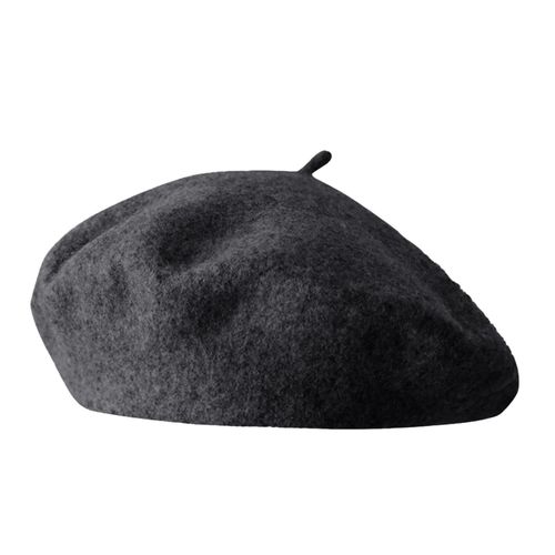 Béret Vintage Pour Femmes, Chapeau De Peintre De Couleur Unie, Mélange De Laine, Casquette D'artiste De Style Français, Couvre-Chef Léger Pour Fête En Plein Air-Gris Foncé
