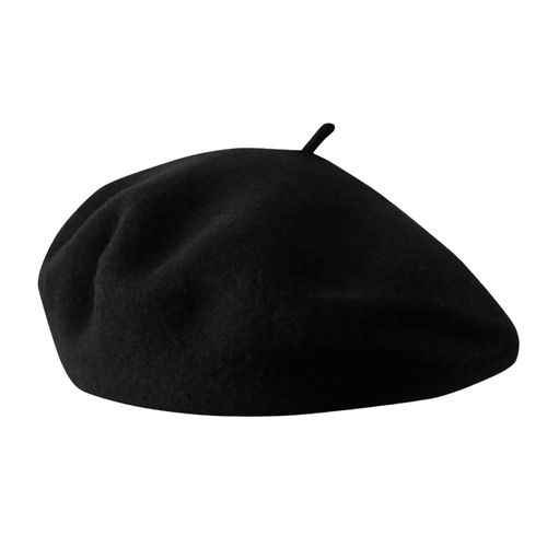Béret Vintage Pour Femmes, Chapeau De Peintre De Couleur Unie, Mélange De Laine, Casquette D'artiste De Style Français, Couvre-Chef Léger Pour Fête En Plein Air-Noir