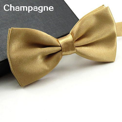 Hommes Classique Couleur Unie Noeud Papillon Cravate Smoking Fête De Mariage Noeud Papillon Réglable-Champagne