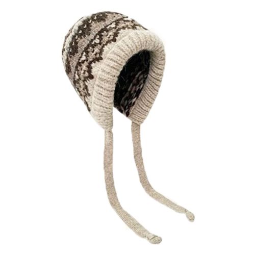 Chapeau D'automne Et D'hiver Pour Femme, Bonnet Chaud En Tricot Japonais, Casquette À Poils, Coupe-Vent, Épais, Protection Des Oreilles, Cravate, Pull Gorro Bonnet-Beige1