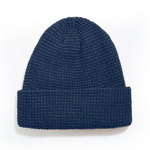 Chapeau Tricoté Réfléchissant Coupe-Vent Haute Élasticité Dôme Hip Hop Style De Rue Casquette D'avertissement De Jogging De Nuit Hiver Garder Au Chaud Couvre-Chef Pour Coureurs Cyclistes-Bleu Foncé