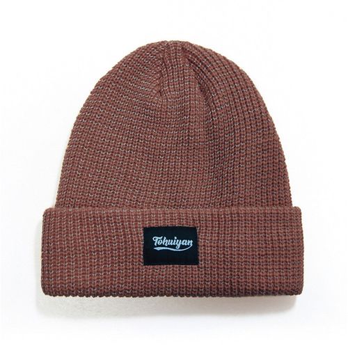 Chapeau Tricoté Réfléchissant Coupe-Vent Haute Élasticité Dôme Hip Hop Style De Rue Casquette D'avertissement De Jogging De Nuit Hiver Garder Au Chaud Couvre-Chef Pour Coureurs Cyclistes-Café