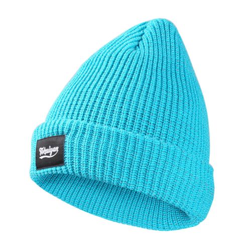 Chapeau Tricoté Réfléchissant Coupe-Vent Haute Élasticité Dôme Hip Hop Style De Rue Casquette D'avertissement De Jogging De Nuit Hiver Garder Au Chaud Couvre-Chef Pour Coureurs Cyclistes-Bleu Ciel