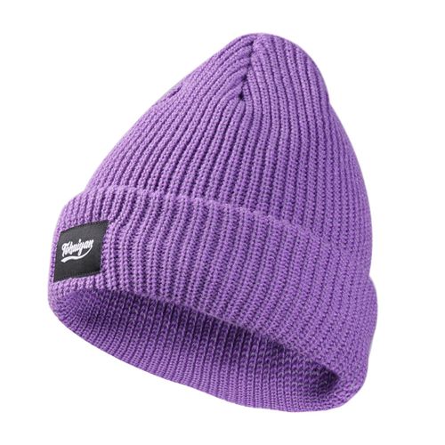Chapeau Tricoté Réfléchissant Coupe-Vent Haute Élasticité Dôme Hip Hop Style De Rue Casquette D'avertissement De Jogging De Nuit Hiver Garder Au Chaud Couvre-Chef Pour Coureurs Cyclistes-Violet