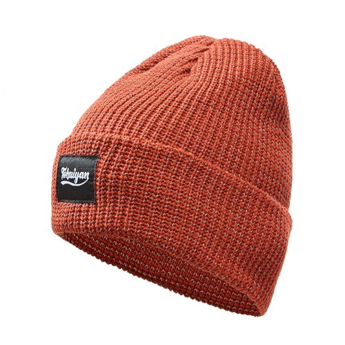 Chapeau Tricoté Réfléchissant Coupe-Vent Haute Élasticité Dôme Hip Hop Style De Rue Casquette D'avertissement De Jogging De Nuit Hiver Garder Au Chaud Couvre-Chef Pour Coureurs Cyclistes-Vin Rouge