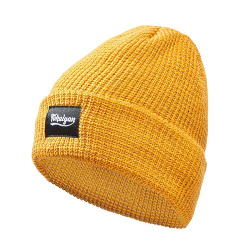 Chapeau Tricoté Réfléchissant Coupe-Vent Haute Élasticité Dôme Hip Hop Style De Rue Casquette D'avertissement De Jogging De Nuit Hiver Garder Au Chaud Couvre-Chef Pour Coureurs Cyclistes-Jaune