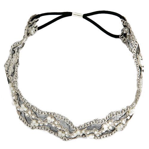 Mode Dentelle Fausse Perle Perles Bandeau Fête Bal Bandeau Élastique Chapeaux